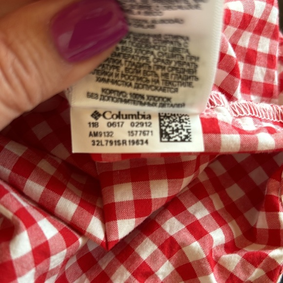 Columbia Men's Short Sleeve Button Up Shirt, Standard Fit, Red Checkered, Sz XXL - Picture 8 of 9